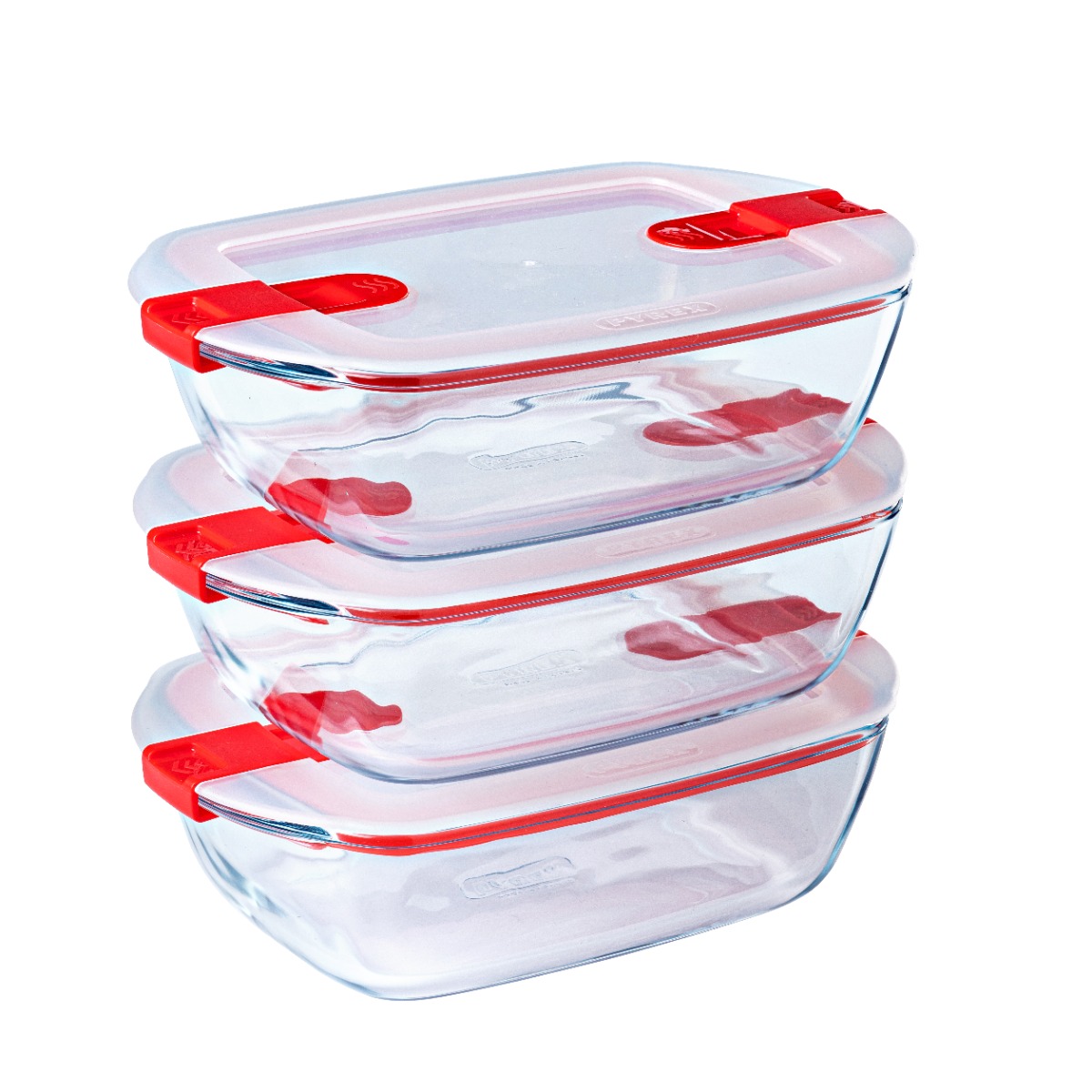 Pyrex Cook & Heat - lot de 3 boites de conservation en verre avec couvercle à valves vapeur 