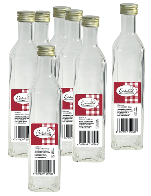 Einkochwelt - boite 12 Marasca bouteille - 500 ml - carré - bouchon à visser - par palette - 60 boites 